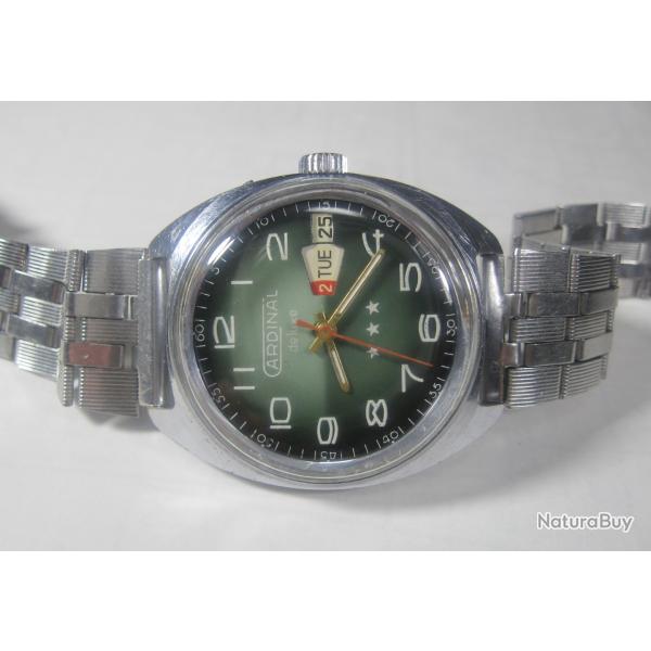 SLAVA Cardinal De luxe 2428 Montre-bracelet Sovitique Vintage Pour Homme 26 rubis, annes 1970