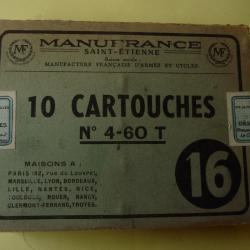 BOITE ANCIENNE DE 10 CARTOUCHE CHASSE MANUFRANCE