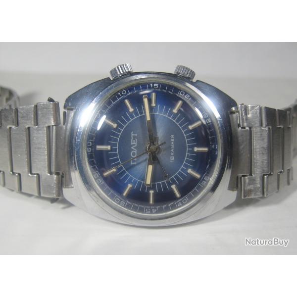 Montre-bracelet vintage POLJOT ALARM 18 rubis, calibre 2612.1, montre mcanique pour homme URSS 1970
