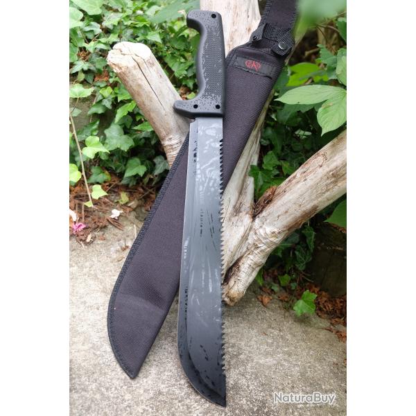 Couteau Bowie Machette Survie Trekking Alaska Lame Drop Point Acier 3Cr13 Manche ABS Etui Nylon