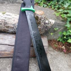 Machette Bowie Lame Acier 3Cr13 Manche Green/Black ABS Etui Nylon Survie Outlast Zombies