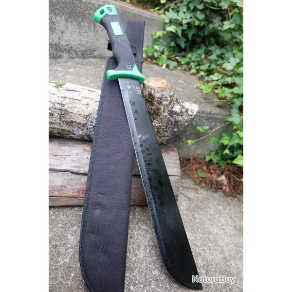 Machette Bowie Lame Acier 3Cr13 Manche Green/Black ABS Etui Nylon Survie Outlast Zombies