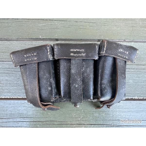 Cartouchire Allemande Mauser 98k cuir noir 1939-1945 originale
