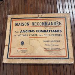 AFFICHE MAISON RECOMMANDÉE AUX ANCIENS COMBATTANTS 1947/1948