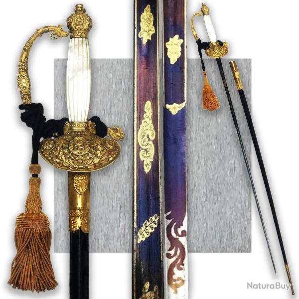 RARISSIME & BELLE EPEE BELGE MAGNIFIQUE PIECE BLEUE RUE DE LA LOI NACRE LEOPOLD XIX ORIGINAL