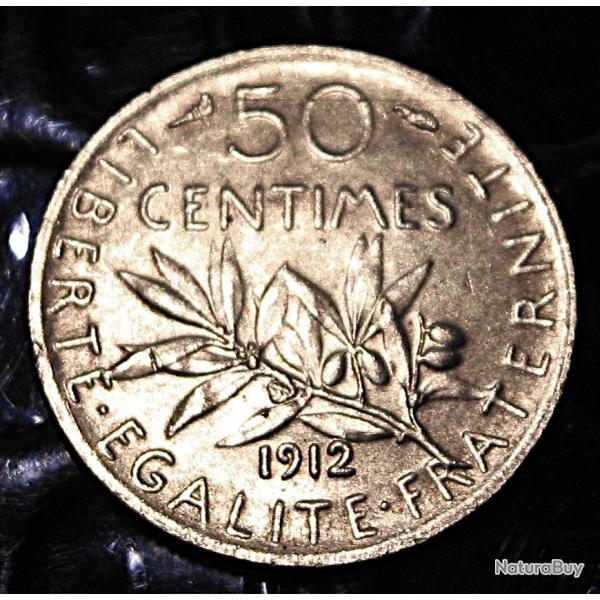 France piece de 50 centimes argent 1912 semeuse ttb+