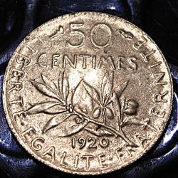 France piece de 50 centimes argent 1920 semeuse ttb+