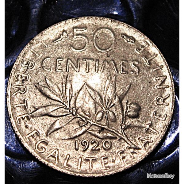 France piece de 50 centimes argent 1920 semeuse ttb+