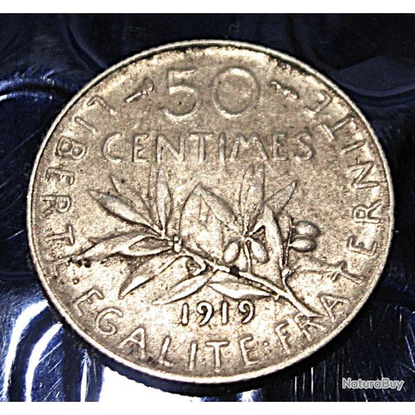 France piece de 50 centimes argent 1919 semeuse tb