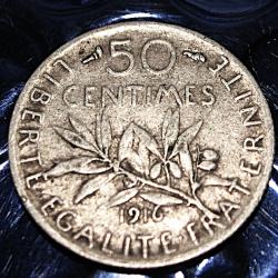 France piece de 50 centimes argent 1916 semeuse tb