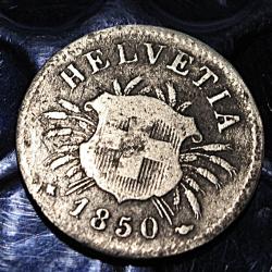 suisse piece de 5 rappen helvetia  billon 1850 ttb