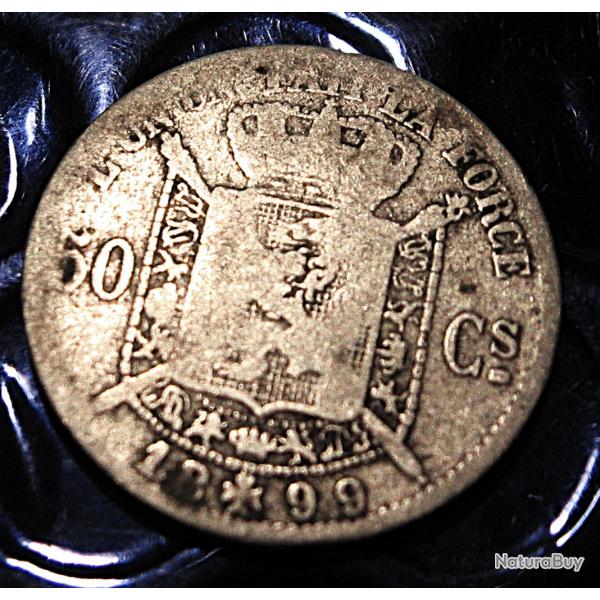 Belgique piece de 50 centimes argent 1899 tb+