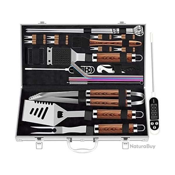 Ensemble de Gril en Acier Inoxydable trs pais pour Hommes, Kit d'accessoires de Grillage 26 pices