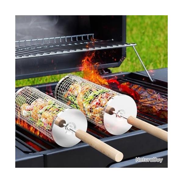Ensemble de Paniers  Barbecue Embotables, Poigne Amovible, Acier Inoxydable 304, Accessoires Barb