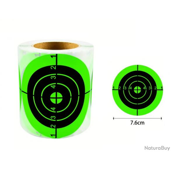 Rouleau de 200 cibles autocollantes vertes fluo