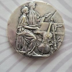 Médaille ville Clichy 1925 RIVET Concours musique en ARGENT AVEC POINçON SUR LA TRANCHE très RARE