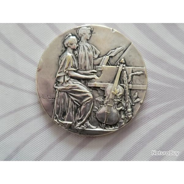 Mdaille ville Clichy 1925 RIVET Concours musique en ARGENT AVEC POINON SUR LA TRANCHE trs RARE