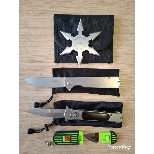 Lot de deux couteaux Ganzo, un Shuriken et un couteau Porte-cls
