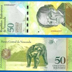 Venezuela 50 Bolivares 2009 Billet Bolivar Rodriguez Ours