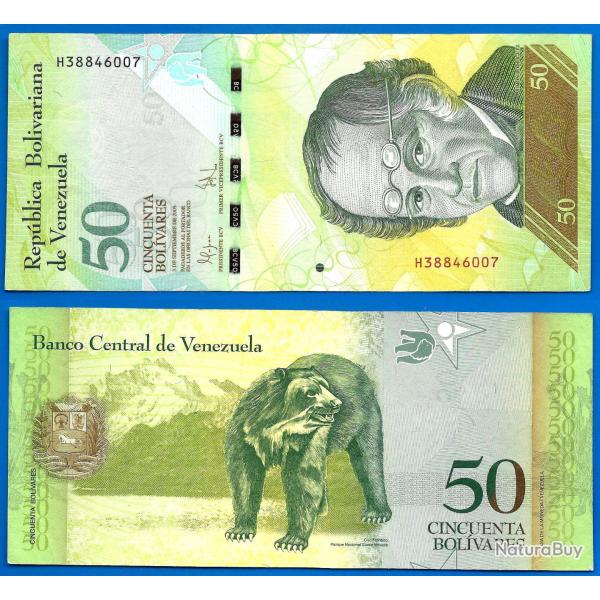Venezuela 50 Bolivares 2009 Billet Bolivar Rodriguez Ours