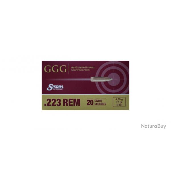 Caisse de 700 munitions GGG cal.223 rem 5.56x45 hpbt sierra 77gr par 700