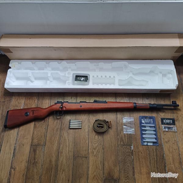 Carabine Airsoft D-Boys Mauser 98K Ejection Cartouches Full Metal Crosse Bois Shell Ejecting Spring