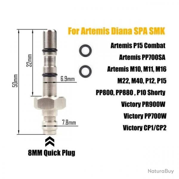 raccord de remplissage sonde de charge carabine PCP diamtre 6.9 mm SMK - ARTEMIS - VICTORY (K)