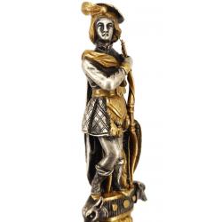 FINE PETITE DAGUE STYLET ROMANTIQUE DE VENERIE CHASSE A COURRE EN BRONZE ET ARGENT - FRANCE XIXè Col