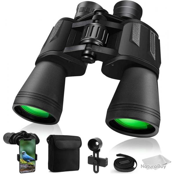 Jumelles pour Adultes 20x50 HD Prisme BAK4 et Objectif FMC tanches Portables