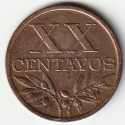Pièce de Monnaie Portugal XX Centavos 1965