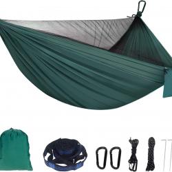 Hamac de Camping Ultraléger avec Moustiquaire 2 Personnes 290x140cm 300 kg Nylon 210T Extérieur