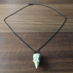 Collier Pendentif Crane Oiseau Moineau Resine Phosphorescent Taxidermie