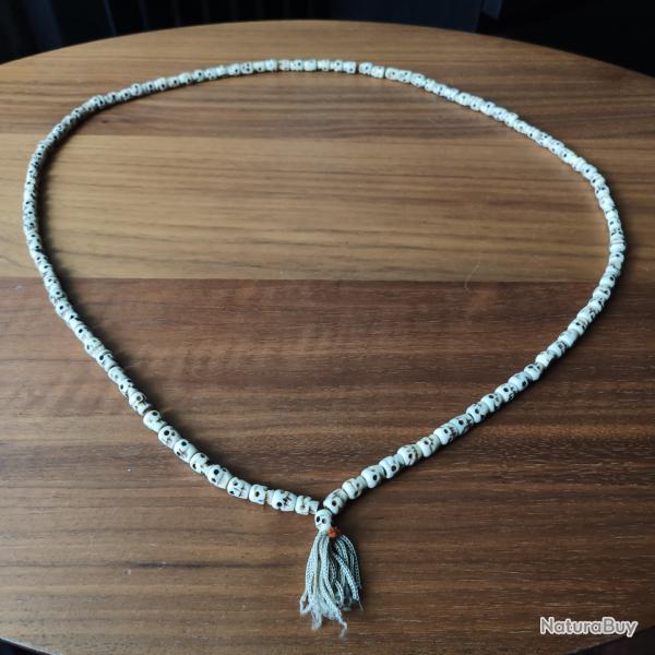 Collier Pendentif Crnes en Os de Yak Buffle Origine Tibet Npal Asie Mditation Spirituel Moines