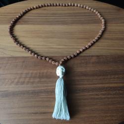 Collier Pendentif Crâne Os Yak Buffle Perles Bois Origine Tibet Népal Asie Méditation Spirituel