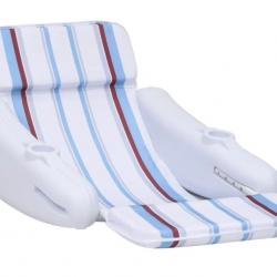 Chaise flottante blanche et bleue en PEHD - 140x83x60 cm, 1 place détente été
