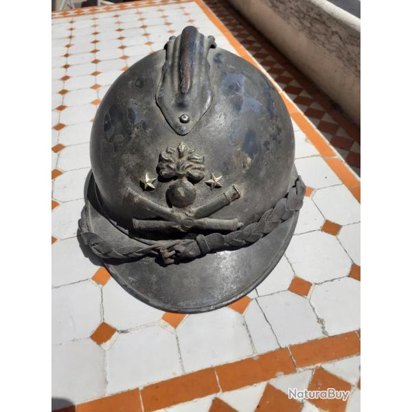 Trs RARE  casque Adrian WW1 du Gnral de Brigade d'artilletie Paul Diez. Casque sign
