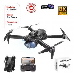 Drone Pliable A13 8K Double Caméras, Jouet RC Enfant, Évitement Obstacle, 15 Min Autonomie, 150m Pro