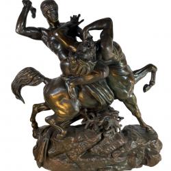 Barye thesee combattant le centaure grand modèle bronze barbedienne