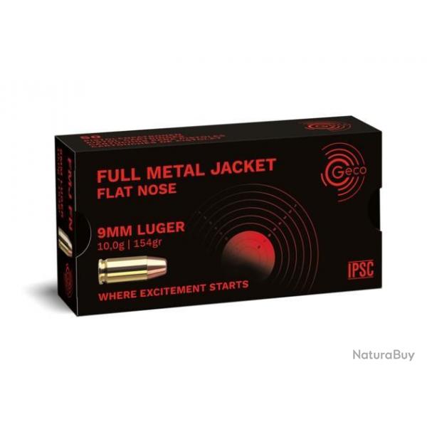 Munition Geco 9mm Luger FMJ Flat Nose 10g 154gr x5 boites