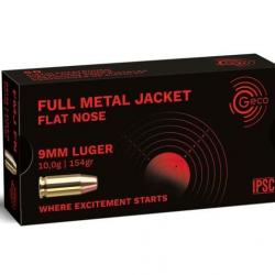 Munition Geco 9mm Luger FMJ Flat Nose 10g 154gr x10 boites