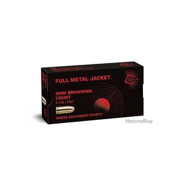 Munition Geco 9mm Browning Court FMJ 6.15g 95gr x2 boites