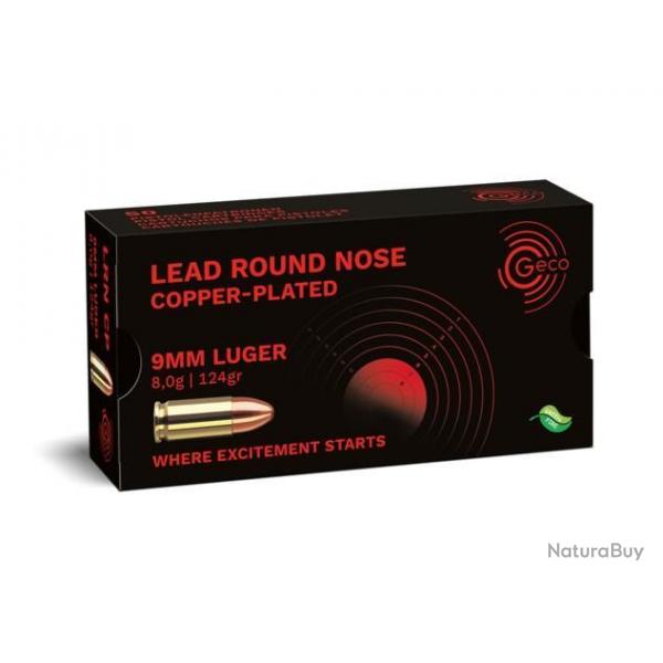 Munition Geco 9mm Luger LRN Copper Plated 8g 124gr x2 boites