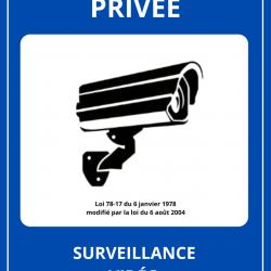 Panneau Propriété Privée - Surveillance vidéo 24h/24h - bleu