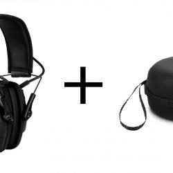 Casque Antibruit électronique noir + Etui 1 - Tir Sportif Chasse
