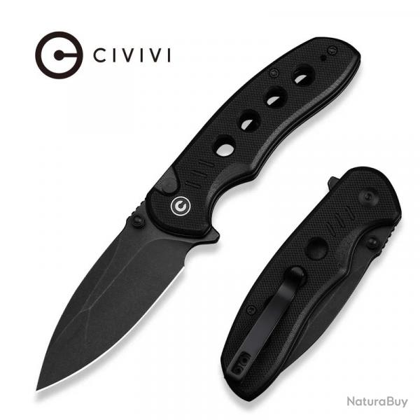Couteau CIVIVI Triptych Black Lame Acier 14C28N Manche G10 KIVT Button Lock Clip CIVC23085B1