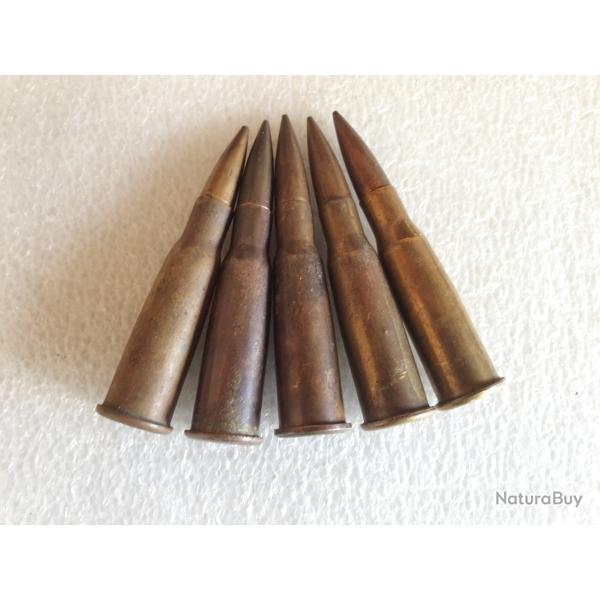 Lot de 5 cartouches lebel 8mm priode 1re guerre (M.FA26)