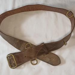 Ceinturon Officier cuir marron guerre 14/18 39/45 WW1 WW2