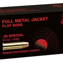 Munition Geco FMJ FN 158gr 10.2g - Cal. 38 spécial x2 boites