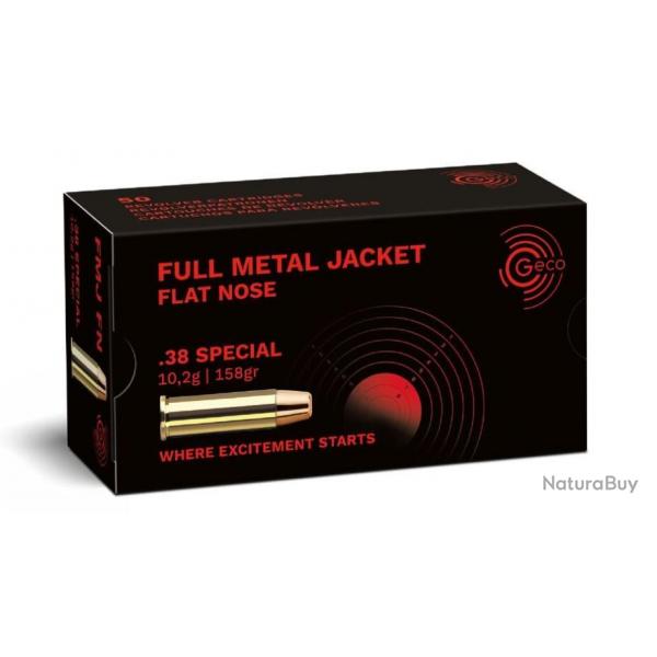 Munition Geco FMJ FN 158gr 10.2g - Cal. 38 spcial x2 boites