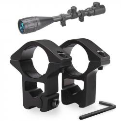Lot de 2 colliers de montage hauts pour lunette de visée 25,4 mm - Compatibles rail 11 mm